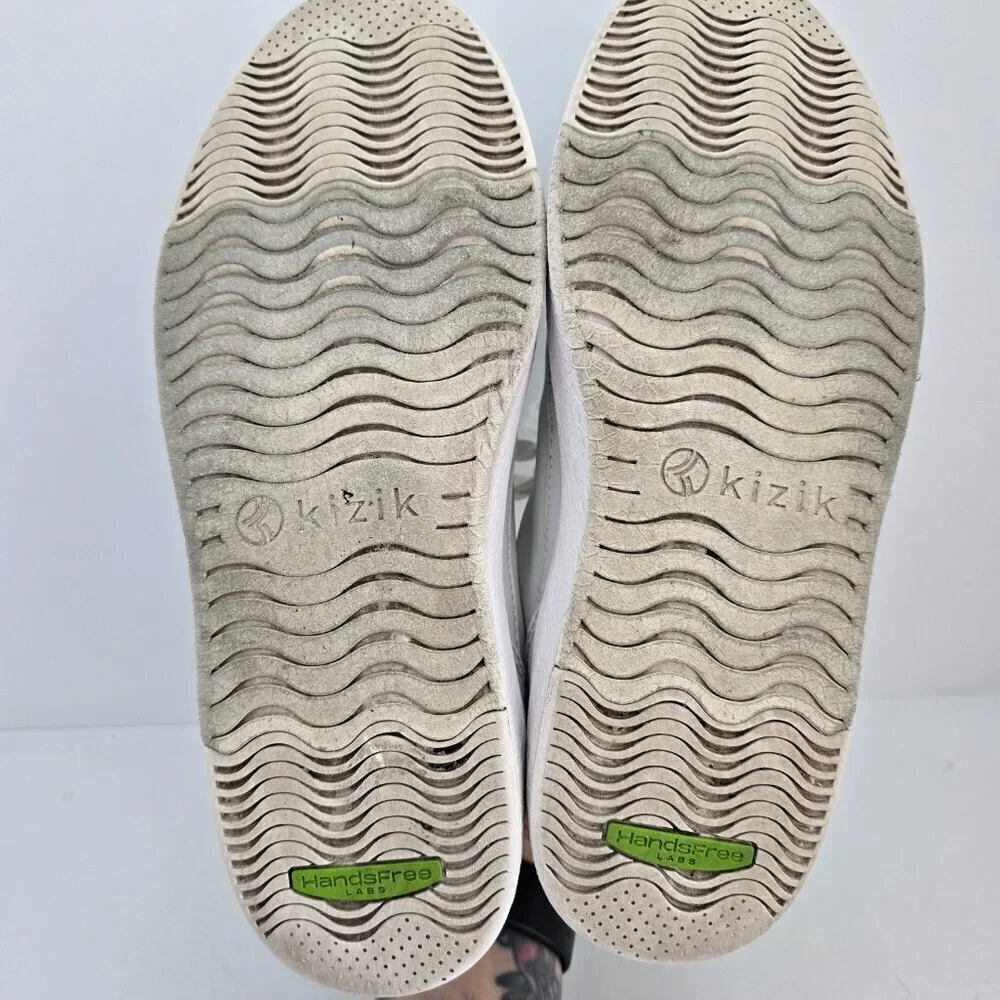 Kizik | Vegas triple white leather sporty slip-on sneakers | WMS 8.5